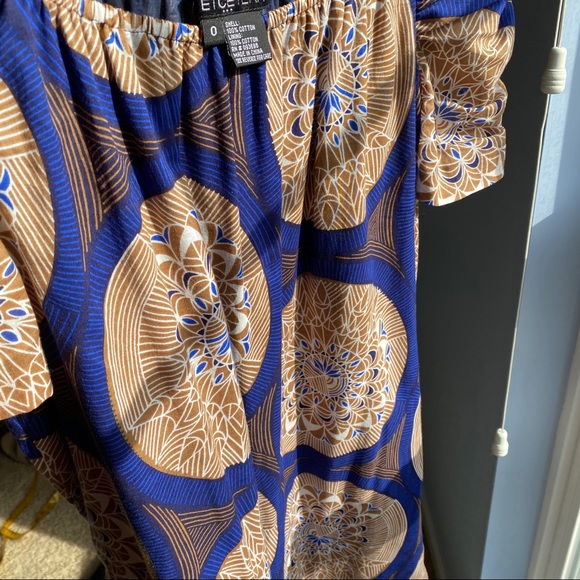 Etcetera Royal Blue & Beige Short Sleeve Cotton Shift Dress Size: 0 - Picture 12 of 12